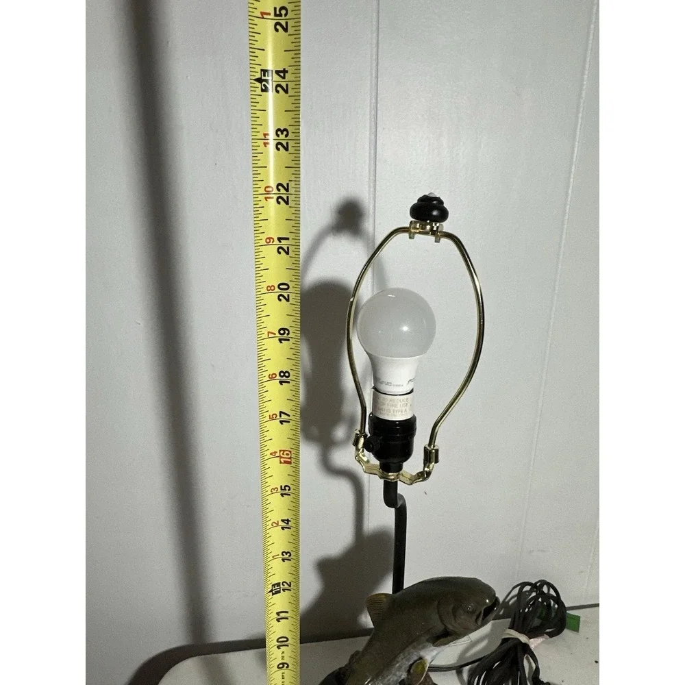 Vintage Fishing Fish Table Lamp Resin Trout Bass Cabin Lodge Decor 21